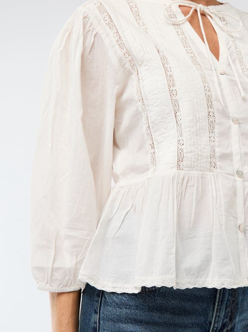 Chemisier romantique avec liens à nouer au col - Kiabi