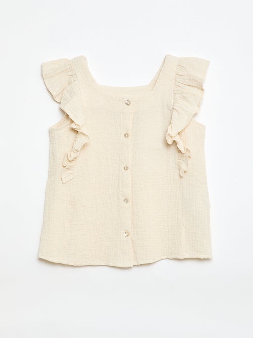 Chemisier sans manche en double gaze de coton - Kiabi