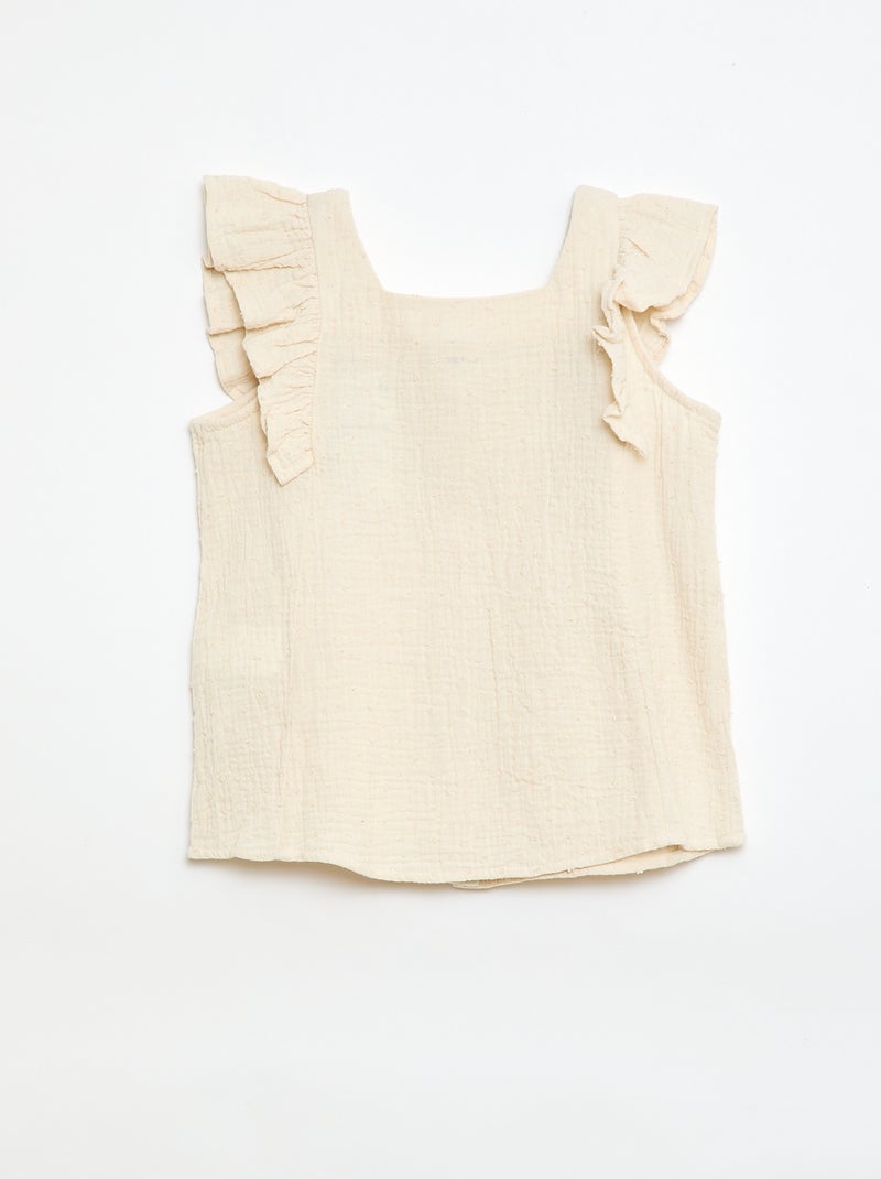 Chemisier sans manche en double gaze de coton Blanc - Kiabi