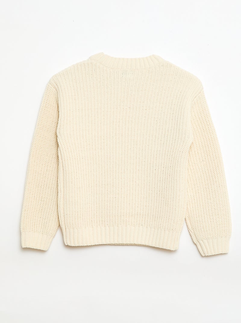 Chenille Knit Sweater White - Kiabi