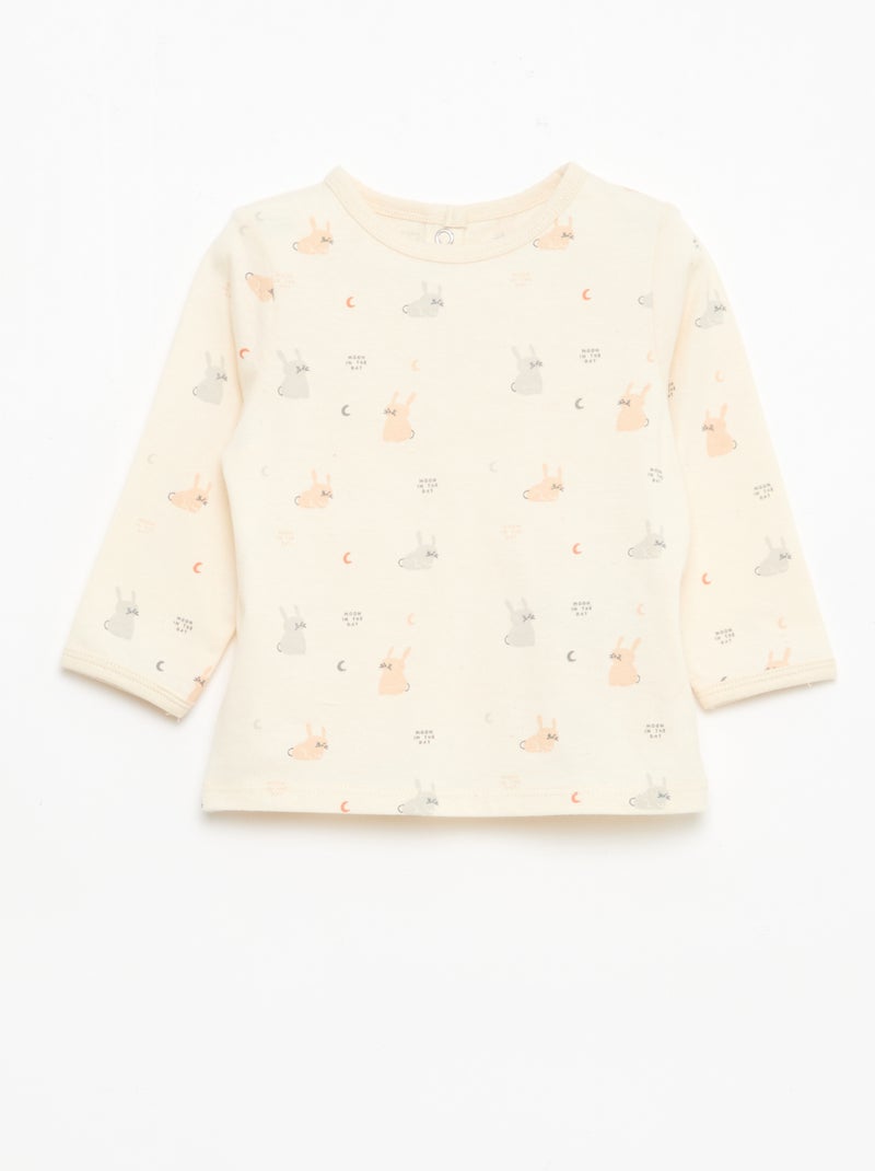 Chill Cotton Jersey Pajama Set White - Kiabi