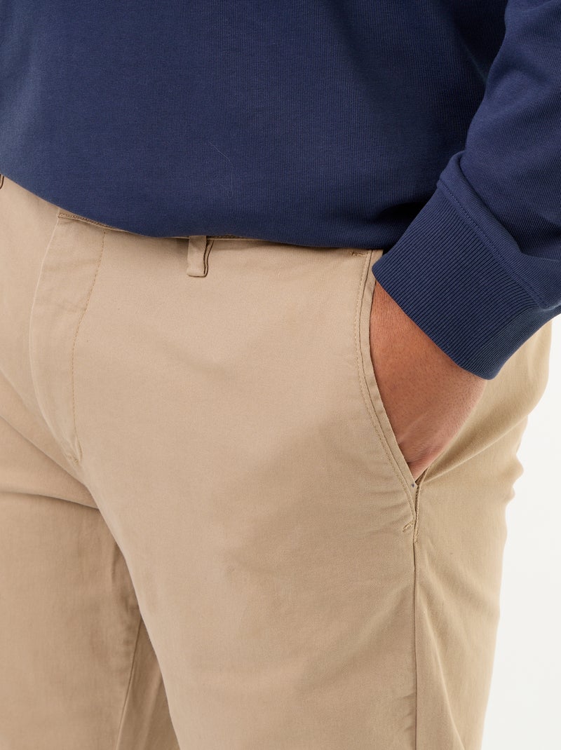 Chino a tinta unita a vita regolare Beige - Kiabi
