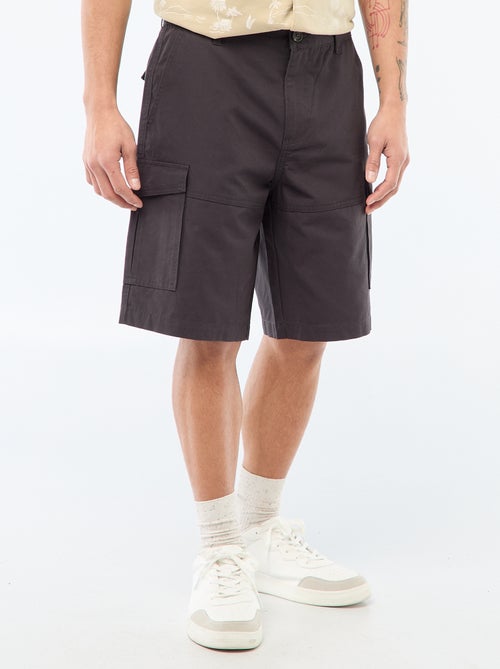 Chino-Bermuda aus einfarbigem Twill mit Multitaschen - Kiabi