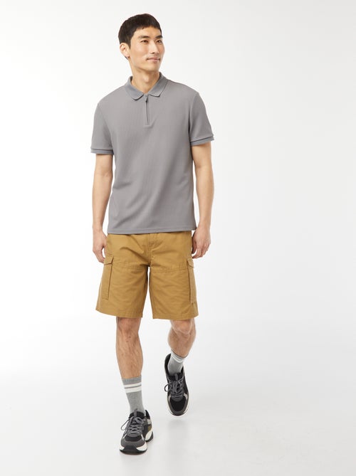 Chino-Bermuda aus einfarbigem Twill mit Multitaschen - Kiabi