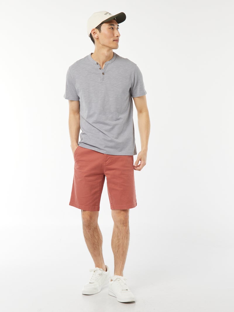 Chino-Bermuda aus einfarbigem Twill Rosa - Kiabi