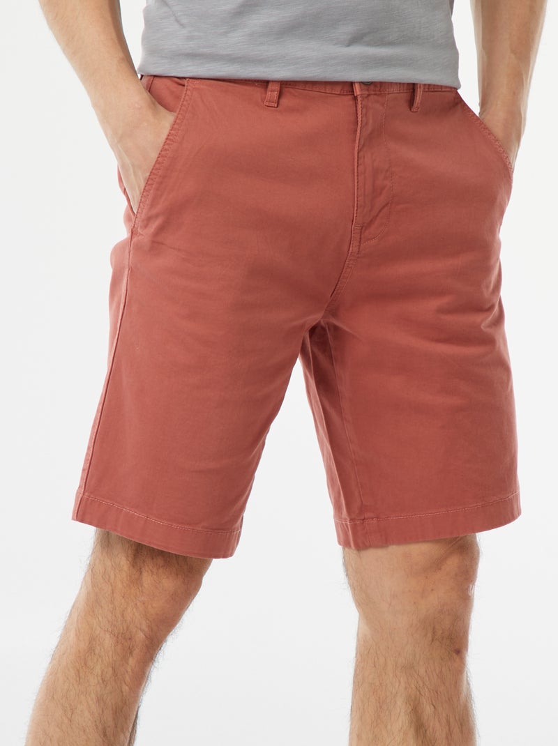 Chino-Bermuda aus einfarbigem Twill Rosa - Kiabi