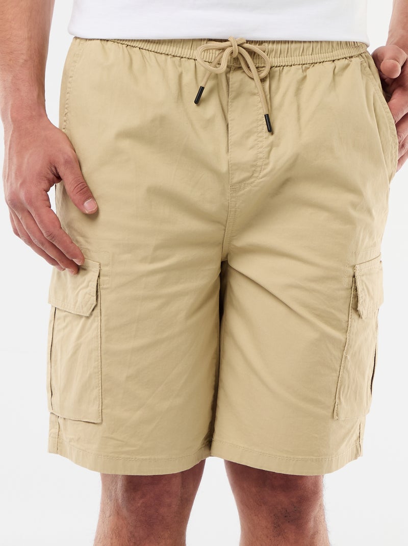 Chino-Bermuda aus Popeline mit Pattentaschen Beige - Kiabi