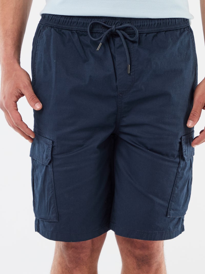 Chino-Bermuda aus Popeline mit Pattentaschen Blau - Kiabi