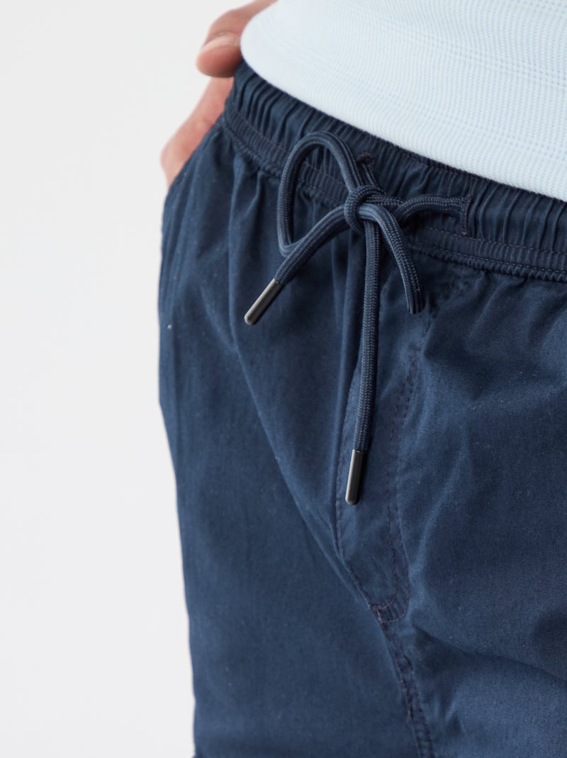 Chino-Bermuda aus Popeline mit Pattentaschen Blau - Kiabi
