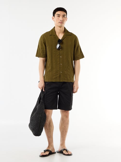 Chino-Bermuda aus Popeline mit Pattentaschen - Kiabi