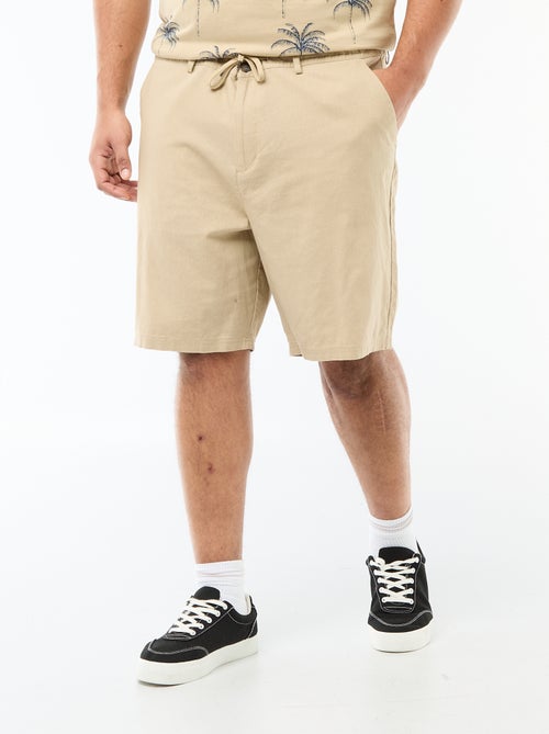 Chino Bermuda Shorts with Button and Zip Fly + Drawstring - Kiabi