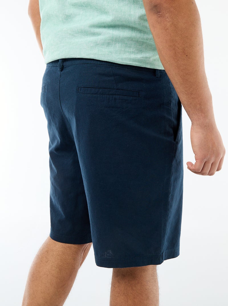 Chino Bermuda Shorts with Button and Zip Fly + Drawstring Blue - Kiabi