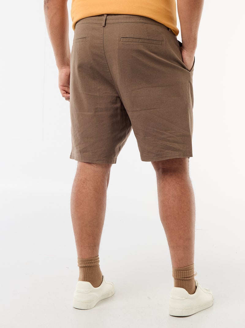 Chino Bermuda Shorts with Button and Zip Fly + Drawstring Brown - Kiabi