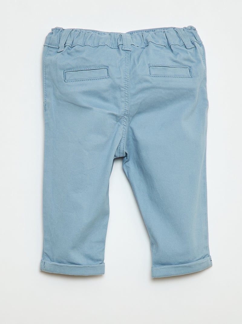Chino dritto in cotone stretch Blu - Kiabi