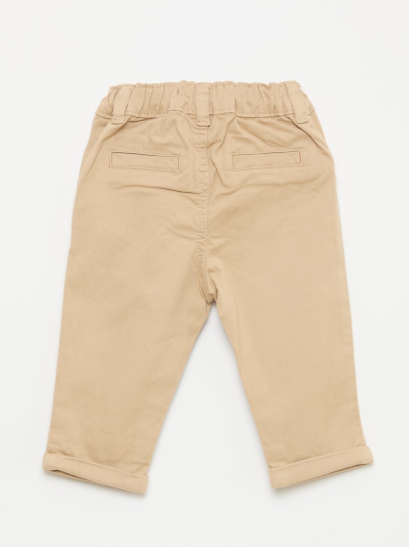 Chino droit en coton stretch Beige - Kiabi