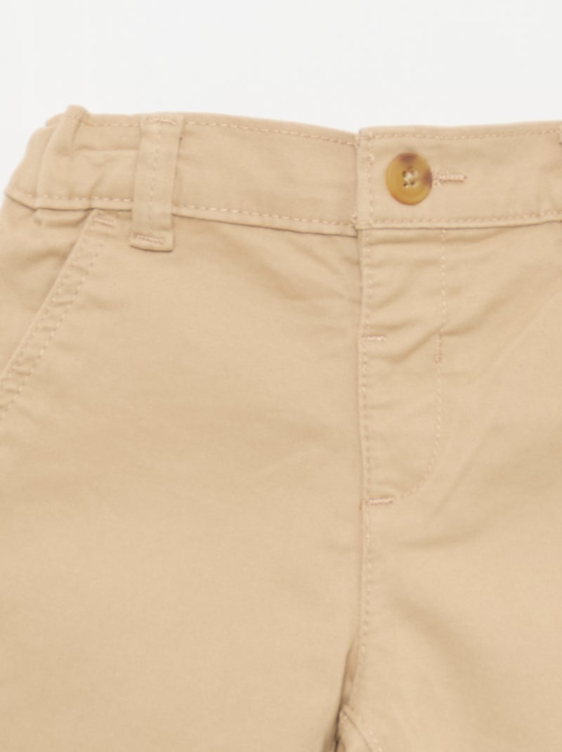 Chino droit en coton stretch Beige - Kiabi
