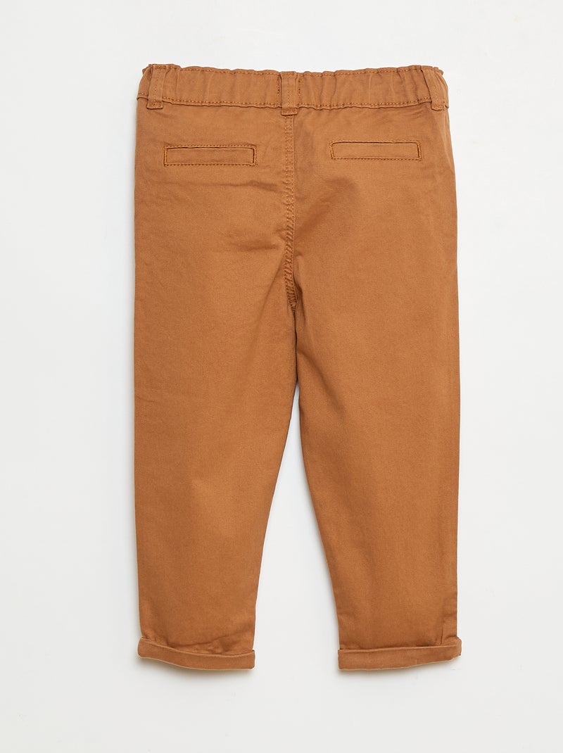 Chino droit en coton stretch Beige - Kiabi