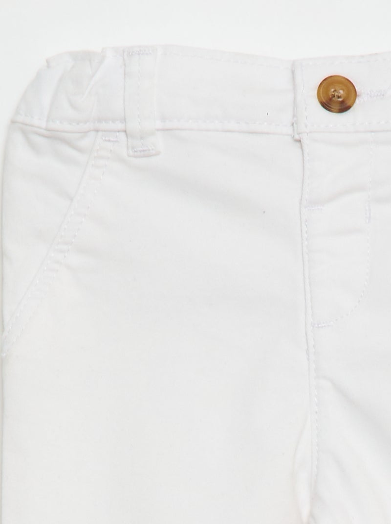 Chino droit en coton stretch Blanc - Kiabi