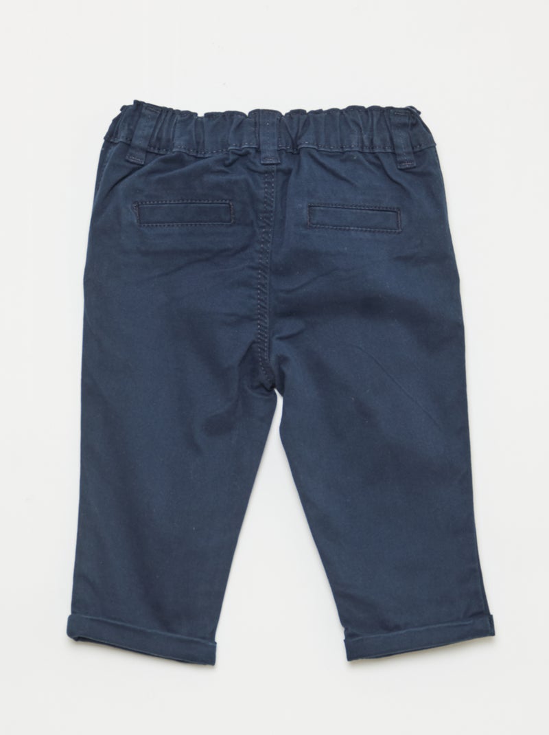 Chino droit en coton stretch Bleu - Kiabi