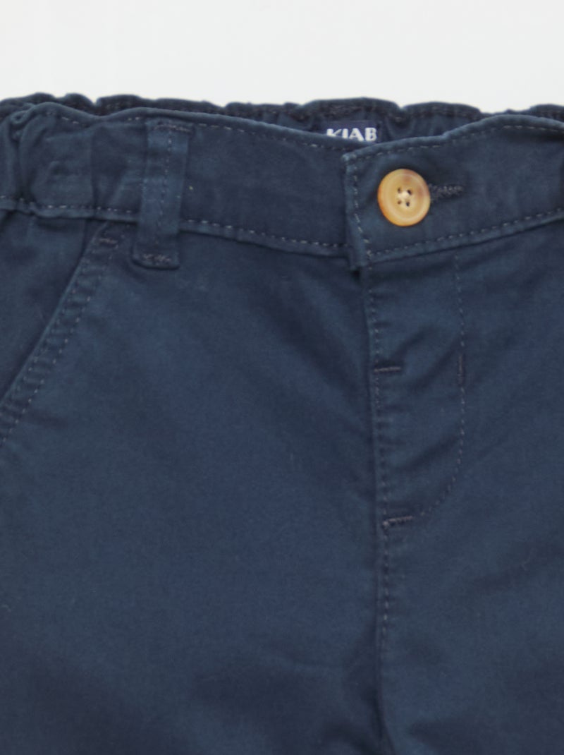 Chino droit en coton stretch Bleu - Kiabi