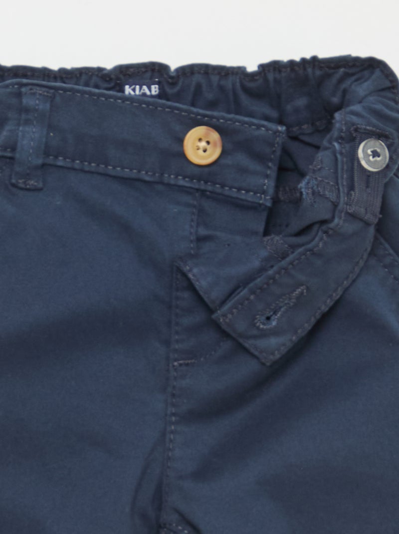 Chino droit en coton stretch Bleu - Kiabi