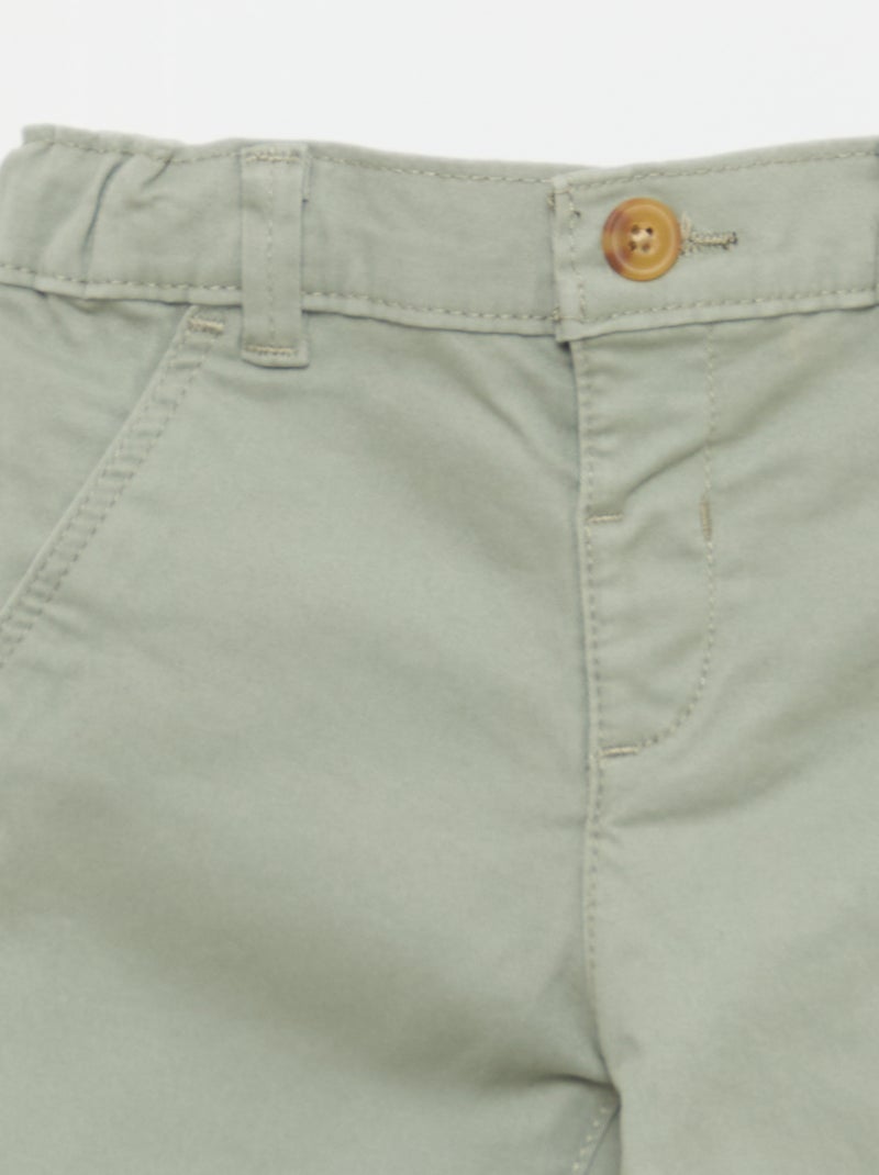 Chino droit en coton stretch Vert - Kiabi