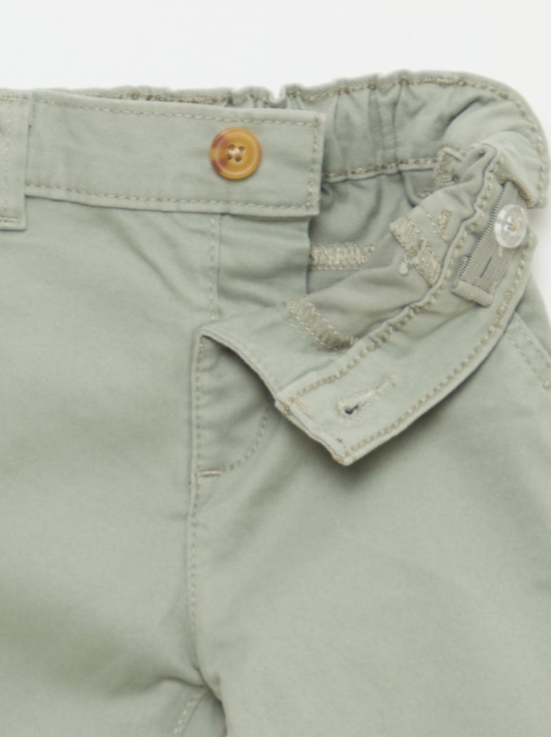 Chino droit en coton stretch Vert - Kiabi
