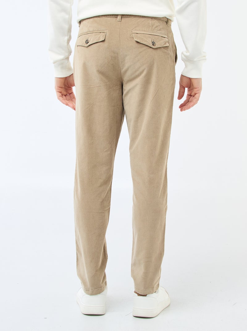 Chino en velours taille standard Beige - Kiabi