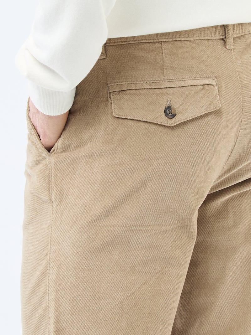 Chino en velours taille standard Beige - Kiabi