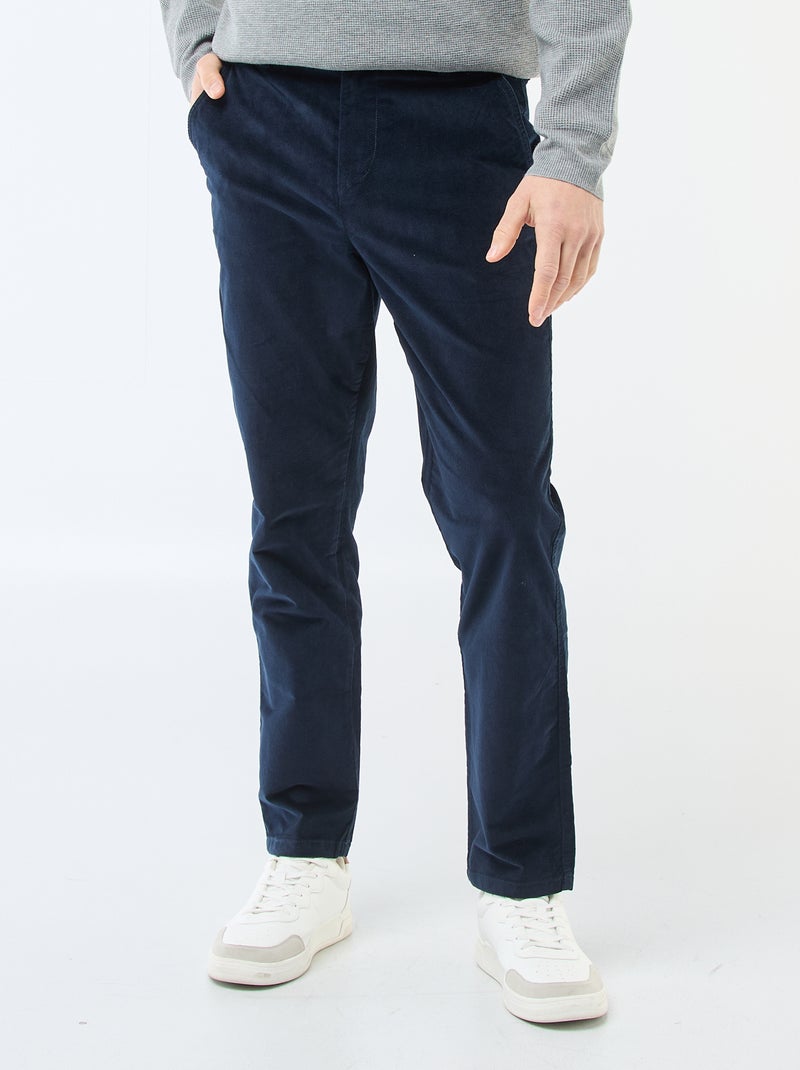 Chino en velours taille standard Bleu - Kiabi
