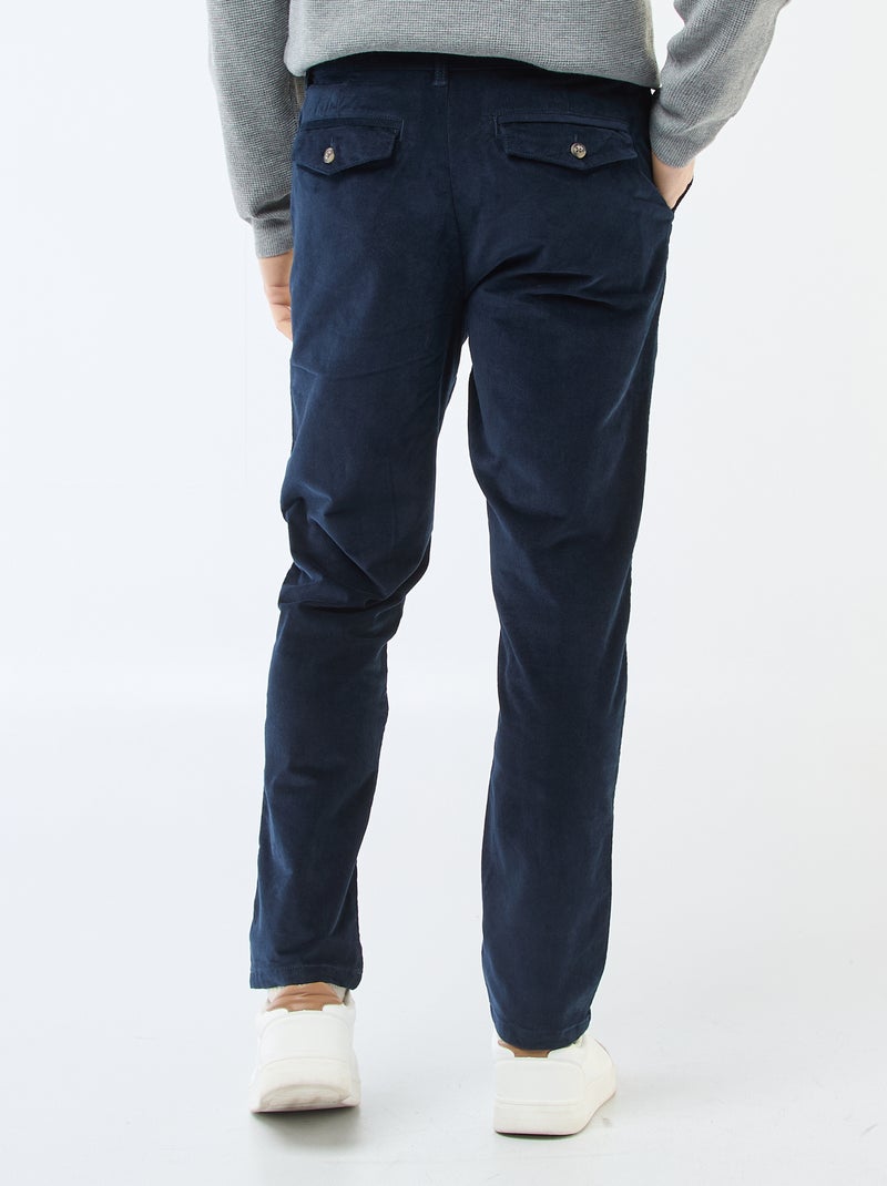 Chino en velours taille standard Bleu - Kiabi