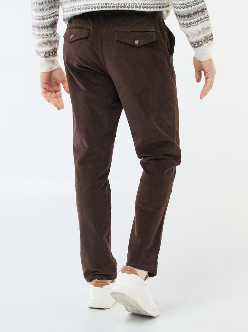Chino en velours taille standard Marron - Kiabi