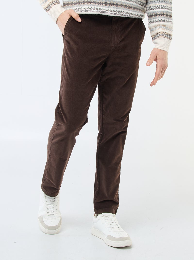 Chino en velours taille standard Marron - Kiabi