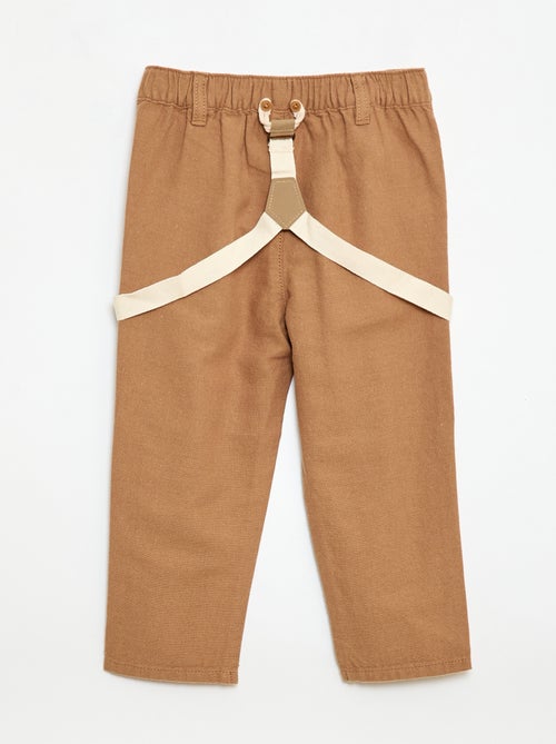 Chino-Hose aus Leinenmischung mit Hosenträgern - Kiabi