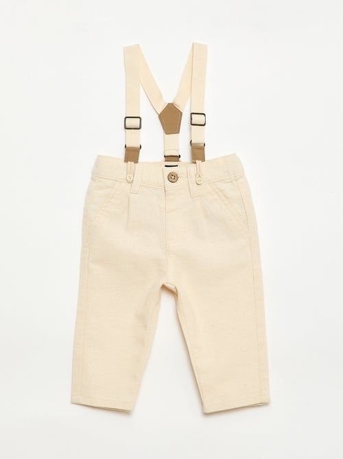 Chino-Hose aus Leinenmischung mit Hosenträgern - Kiabi
