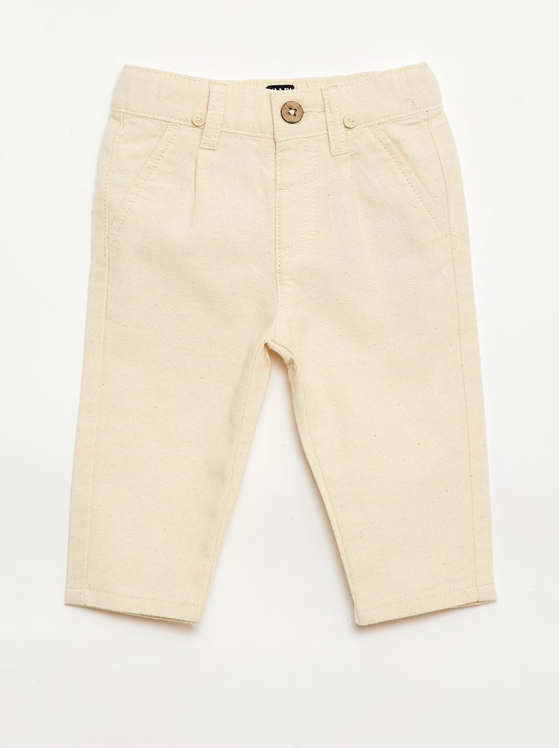 Chino-Hose aus Leinenmischung mit Hosenträgern Weiß - Kiabi