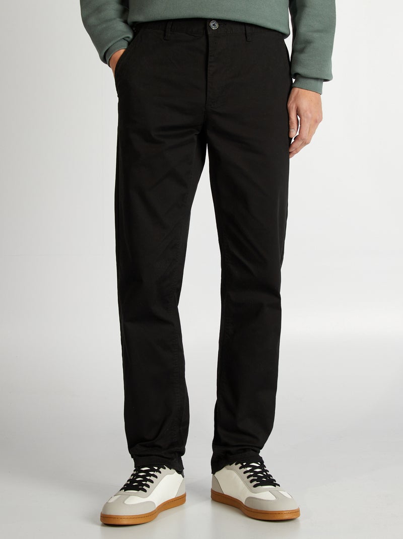 Chino-Hose aus Stretch-Baumwolle L34 Schwarz - Kiabi