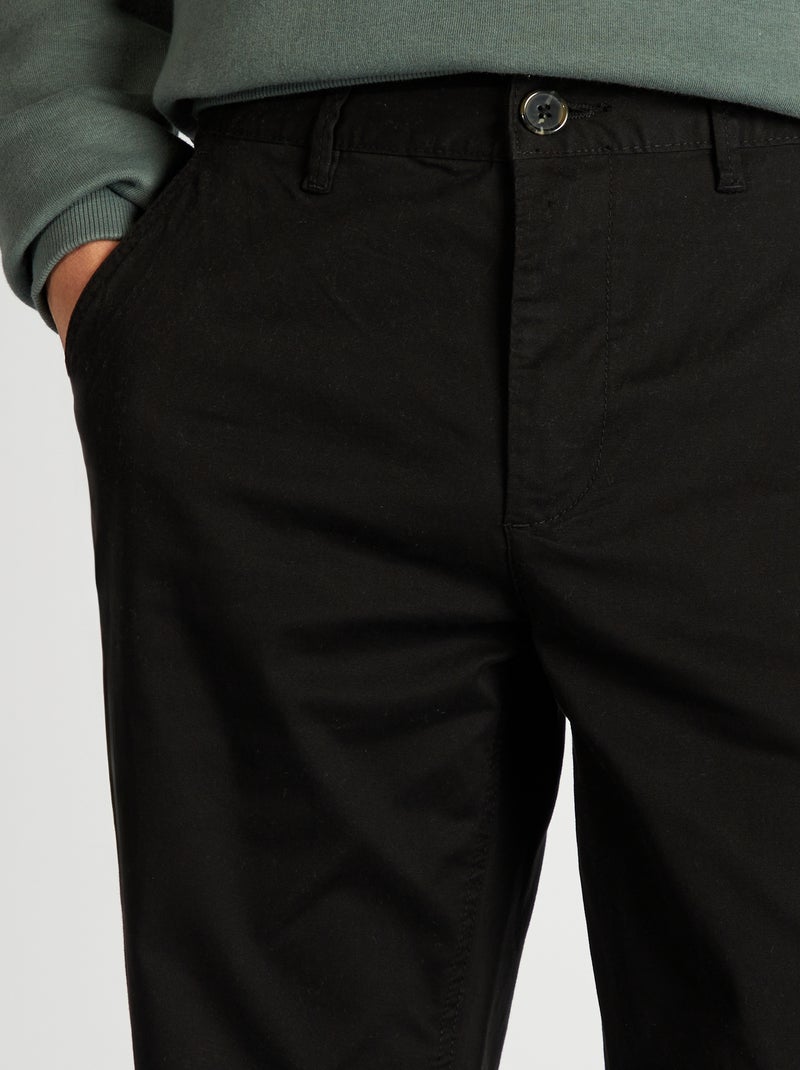 Chino-Hose aus Stretch-Baumwolle L34 Schwarz - Kiabi
