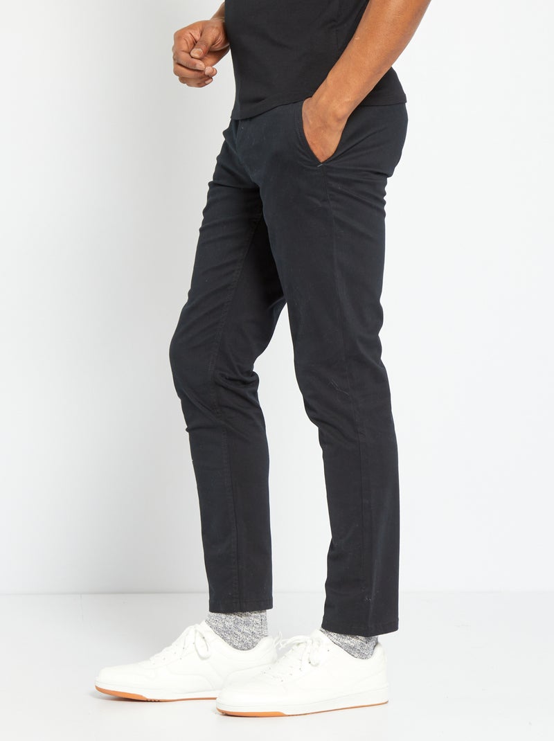 Chino-Hose Slim Fit L30 Schwarz - Kiabi