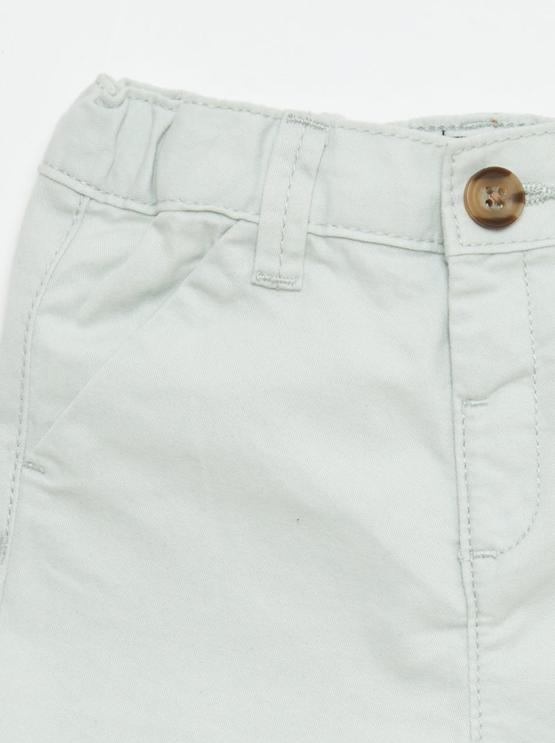 Chino Shorts with Adjustable Waist Light green - Kiabi