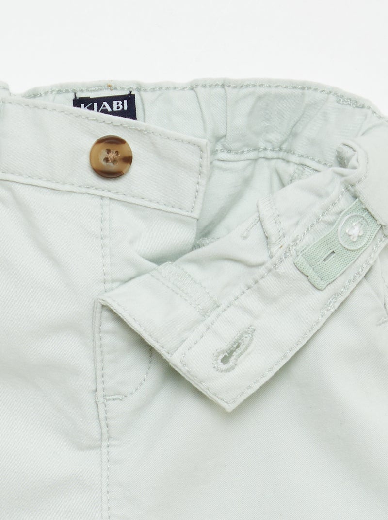 Chino Shorts with Adjustable Waist Light green - Kiabi