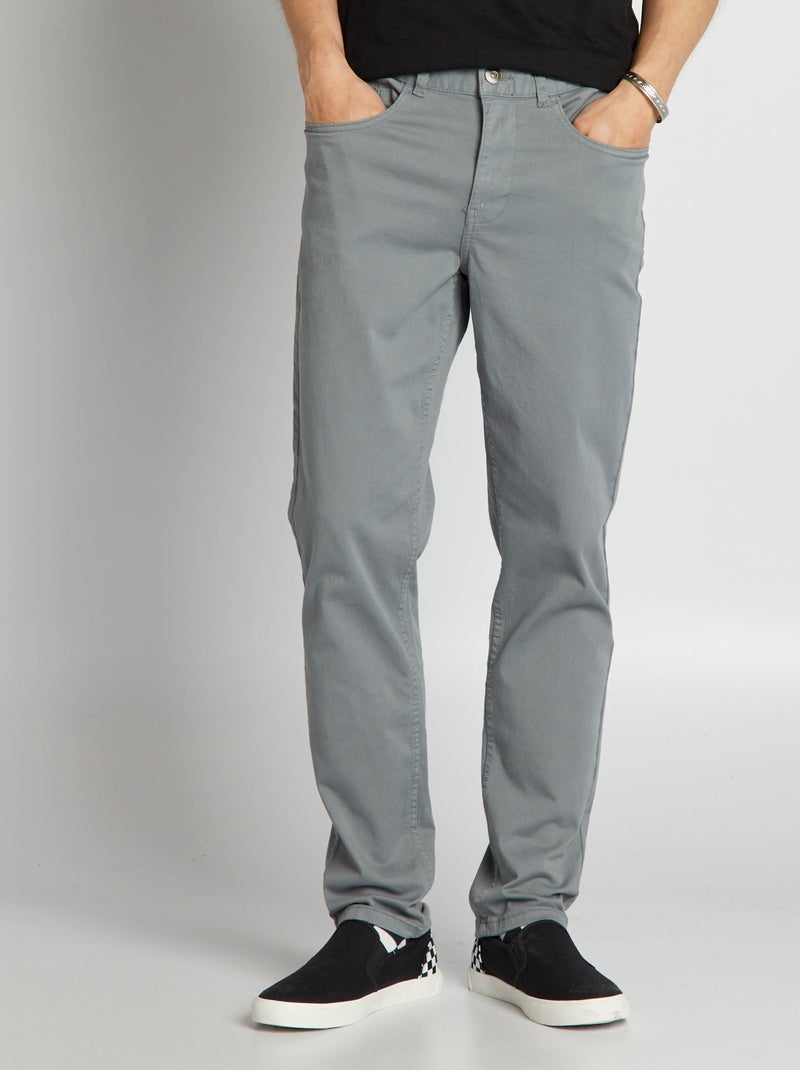 Chino slim 5 poches - L32 Gris - Kiabi