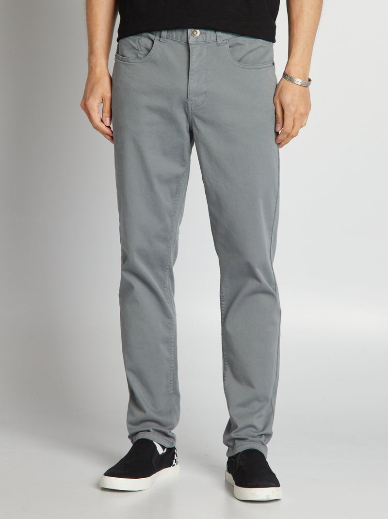 Chino slim 5 poches - L32 Gris - Kiabi