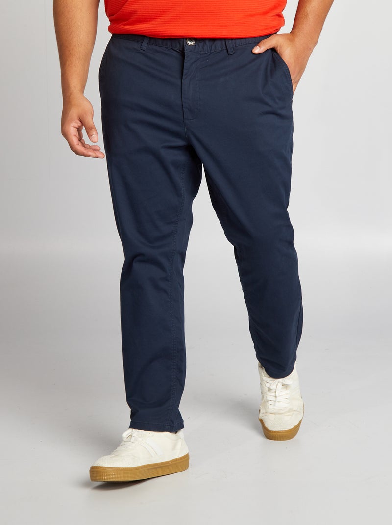 Chino slim en coton stretch - L30 Bleu marine - Kiabi
