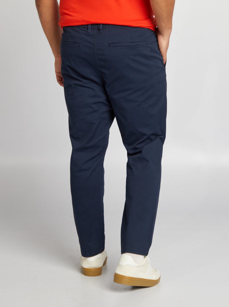 Chino slim en coton stretch - L30 Bleu marine - Kiabi