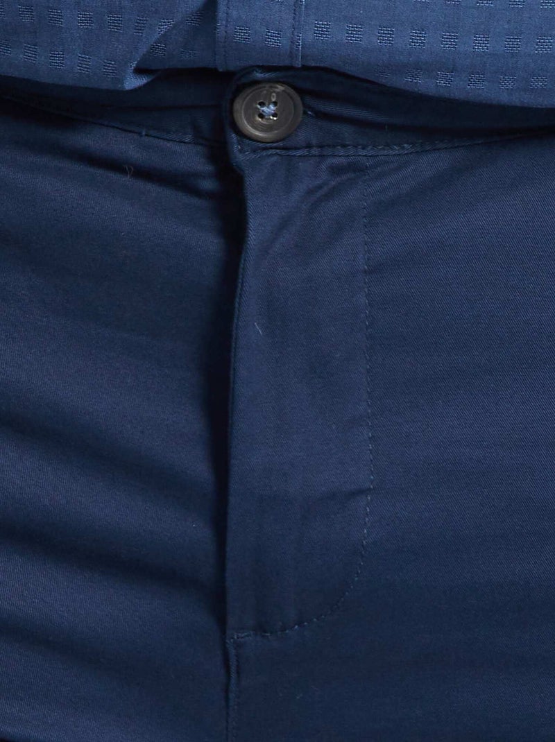 Chino slim en coton stretch - L30 Bleu marine - Kiabi
