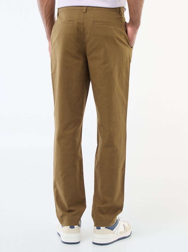 Chino uni taille standard Kaki - Kiabi