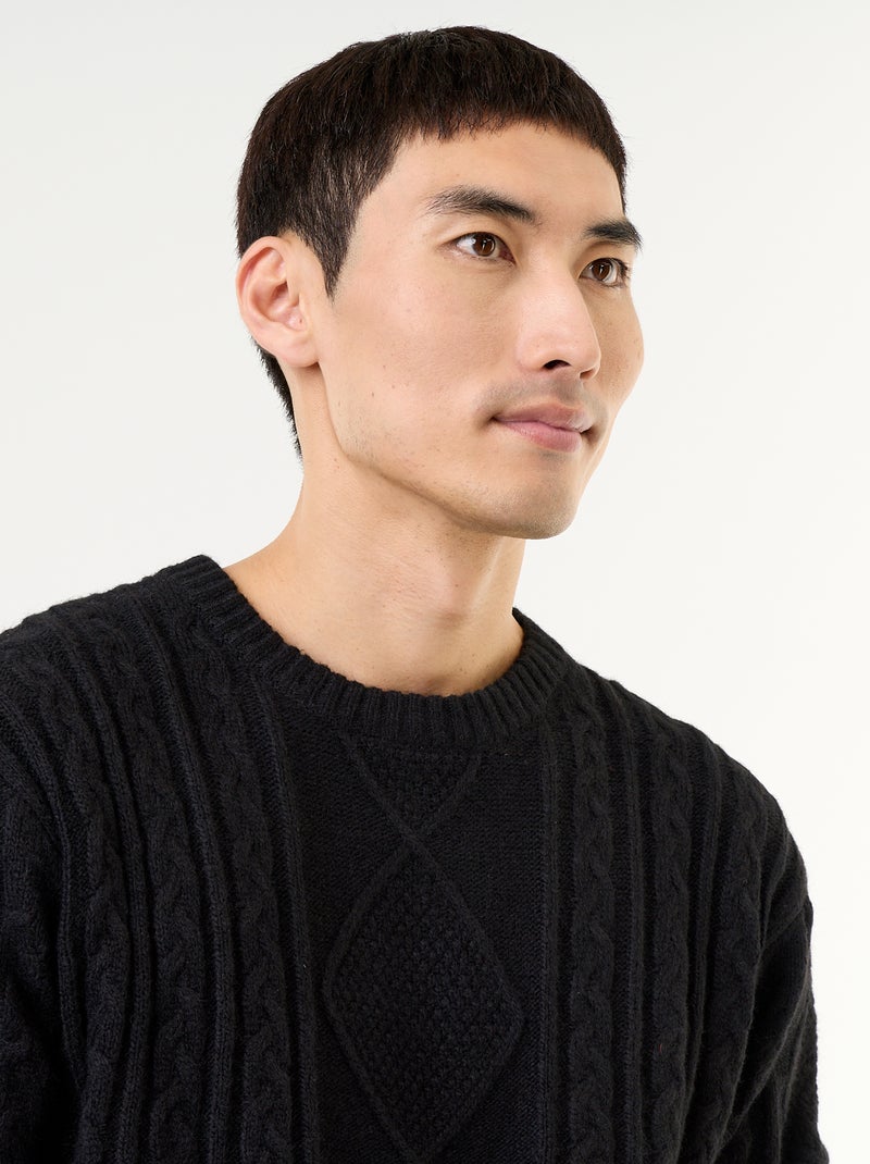 Chunky Cable Knit Sweater Black - Kiabi