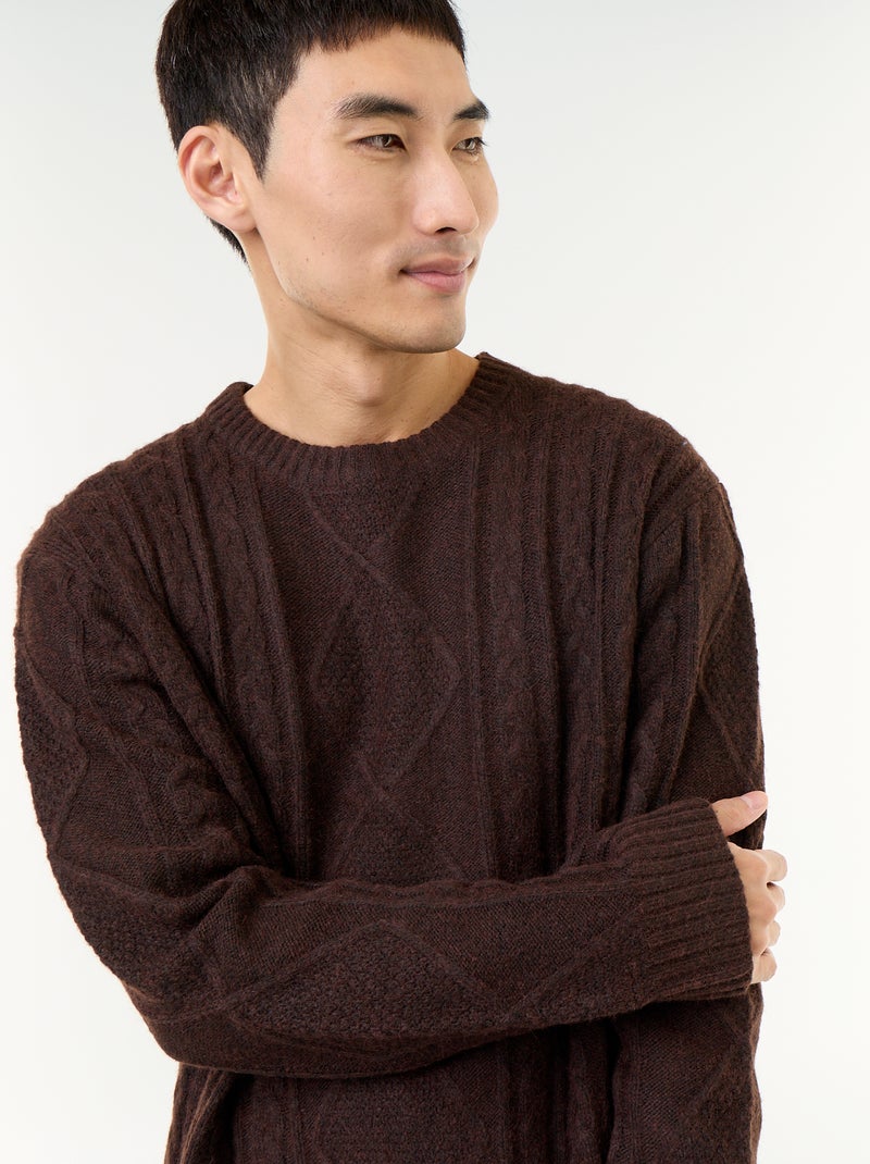 Chunky Cable Knit Sweater Brown - Kiabi