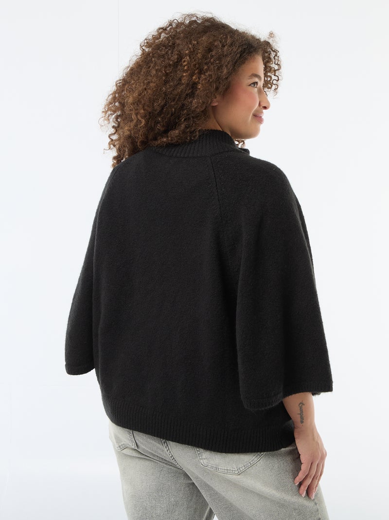 Chunky Knit Cape Cardigan Black - Kiabi
